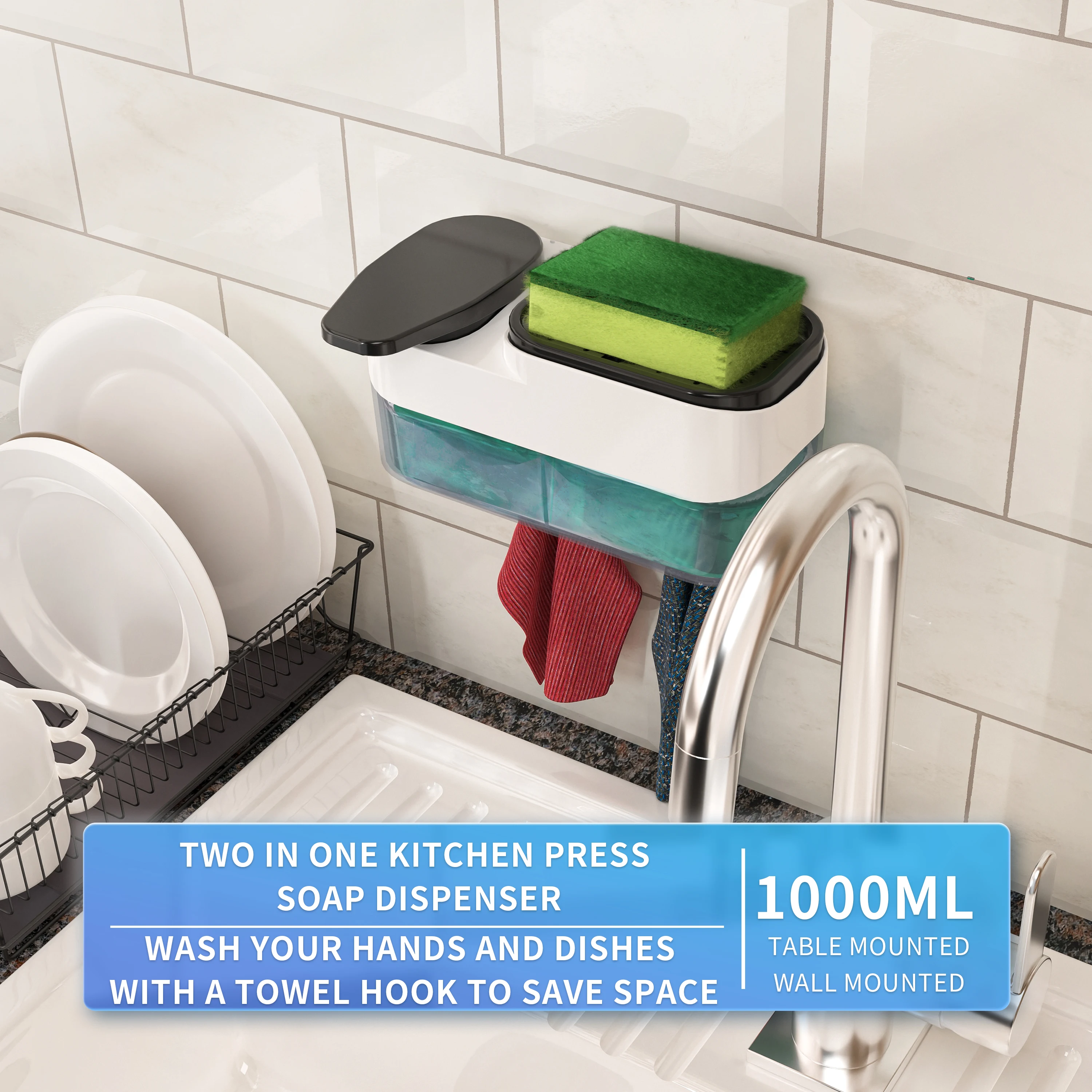 Manual Soap Dispenser Press Liquid Desktop Wall-mounted ABS Sanitary Ware for Hotel Hospital