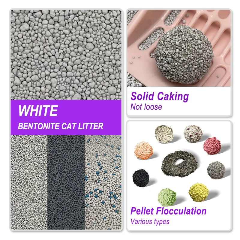 Best Premium Easy Clean Cat Sand Source Factory Supplies Multi Fragrance Custom 1-3 mm Mineral Round Bentonite Cat Litter