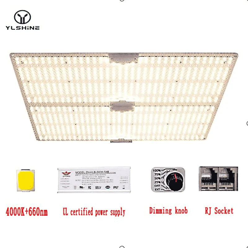 YLShine 2021 Newest Aluminum 600W Dimmable Grow Tent Equipment Board Samsung 301h 301b LED Grow Light  Spectrum Plant Light