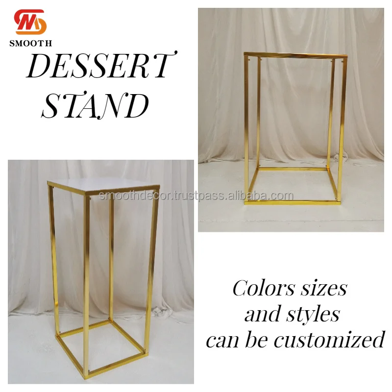 SMOOTH Factory Price Square 4pcs Flower Stand Gold Flower Rack Table Centerpiece for Wedding Decor