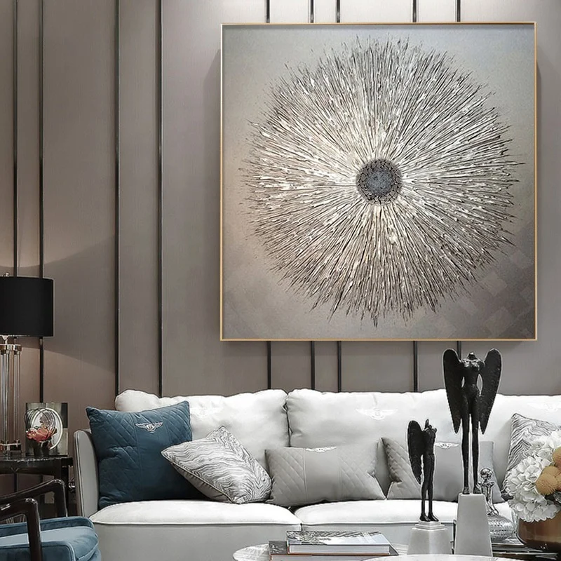 Modern hand-painted decorative painting silver luxury oil painting abstract painting art