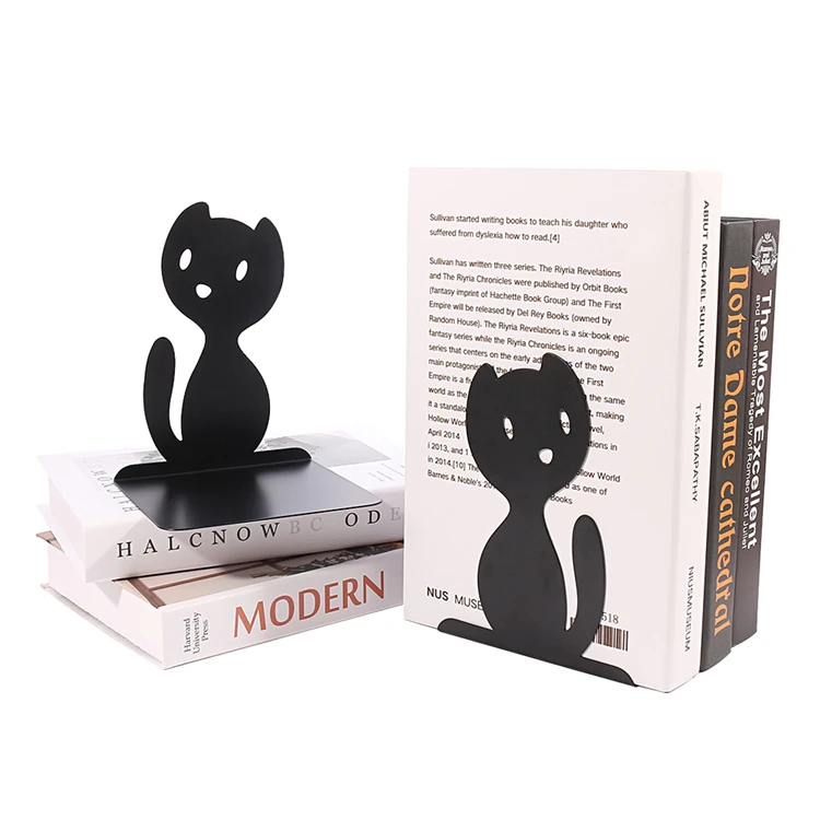 Подставки для книг в форме животных креативные металлические книжные подставки чёрной кошки с лазерной резкой настольный органайзер