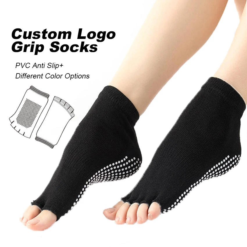 Wholesale Breathable Cotton Custom Logo Eco Friendly Ankle 5 Toe Finger Short Sticky Yoga Pilates Socks With Grips For Women