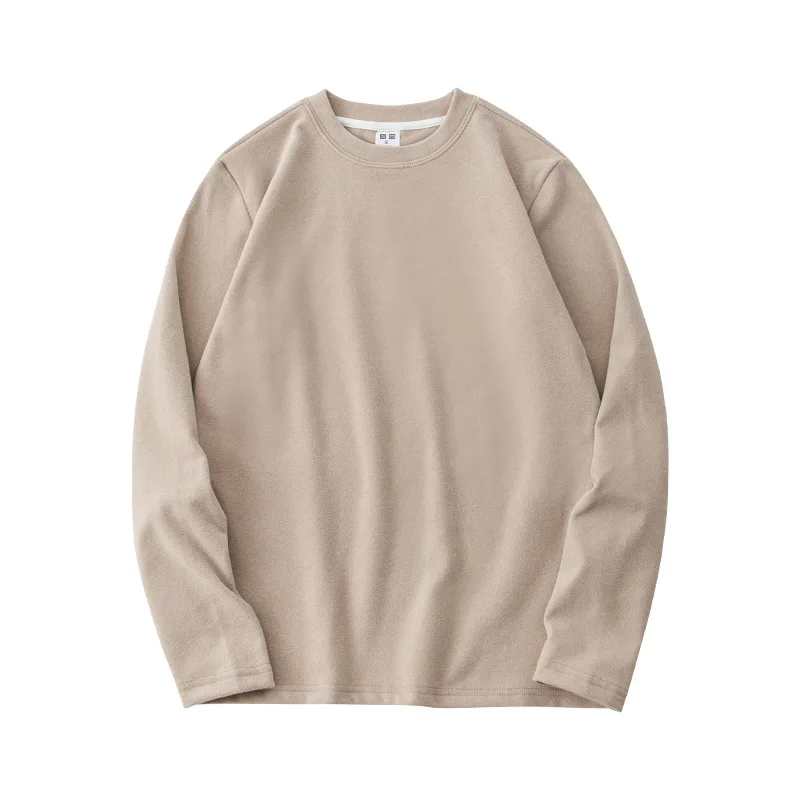 Double-sided velvet warm long-sleeved T-shirt autumn and winter plus velvet thickened t-shirt brushed top bottoming shirt