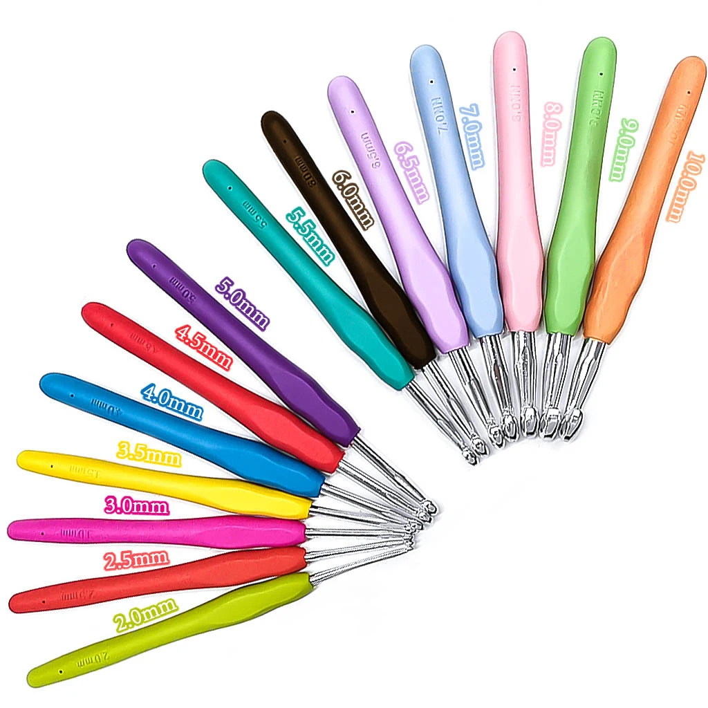 TPR silicone crochet needles set aluminum crochet hooks