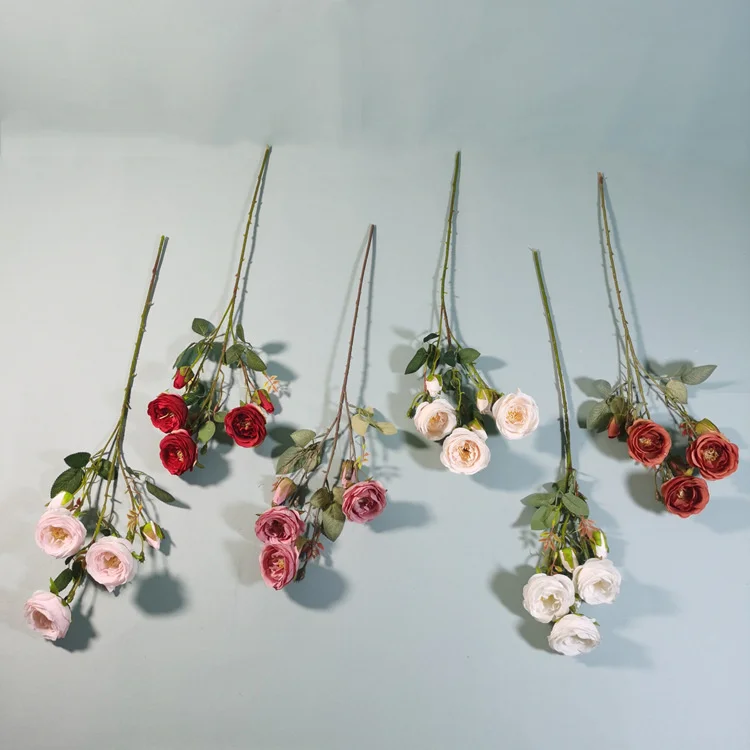 YOPIN 346 Artifical Plastic Rose Stems Silk Red Roses Artificial Flowers Tea Roses Flowers