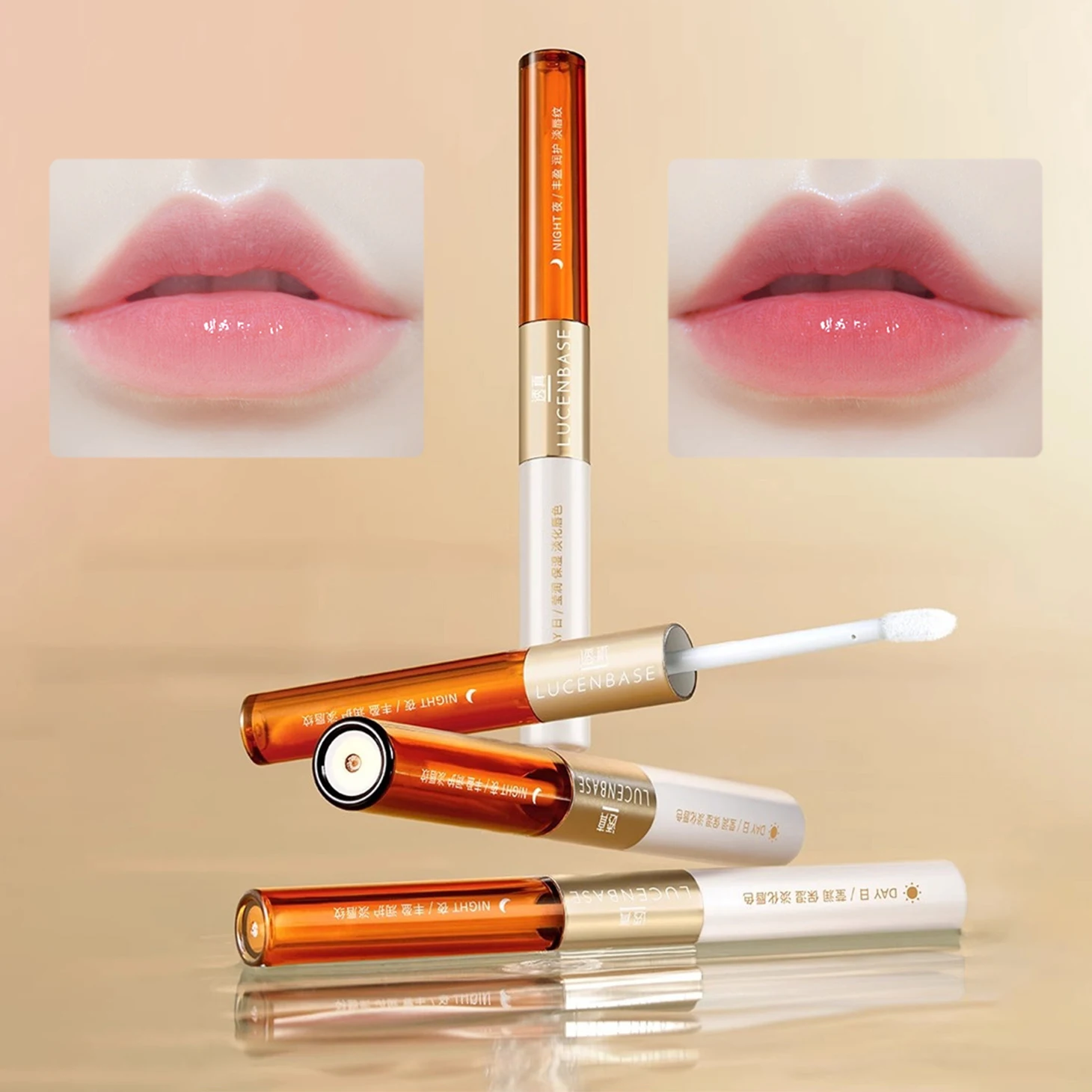 Double Side Day and Night Lip Essence Moisturizing Plumping Custom Logo Wholesale Bulk Lip Gloss Base
