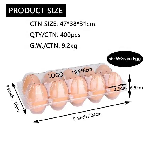 10 Holes Egg Box Chicken Egg Box Biodegradable Plastic Box Egg Trays Plastic For Grocery