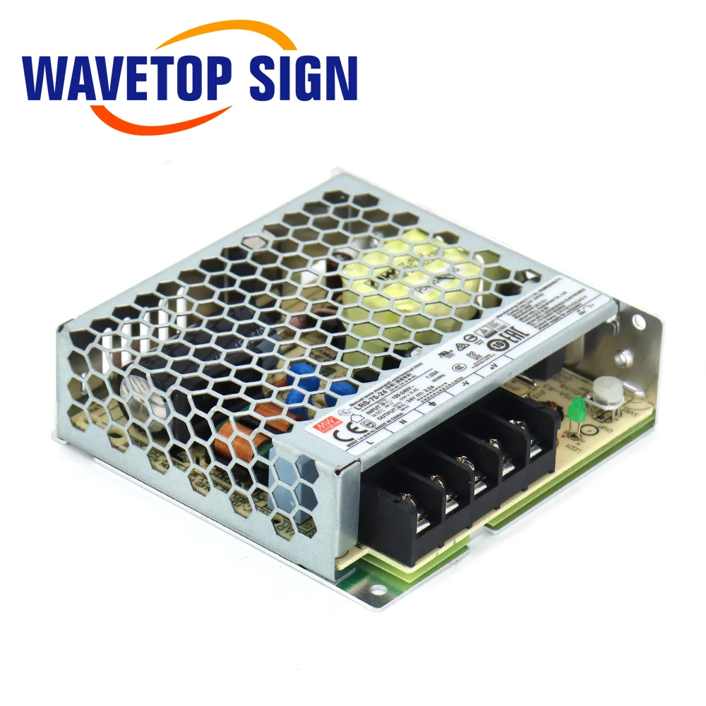 WaveTopSign Original MW MeanWell Switch Power Supply LRS-75W 12V 6A / 24V 3.2A Use For Laser Engraving Machine Controller