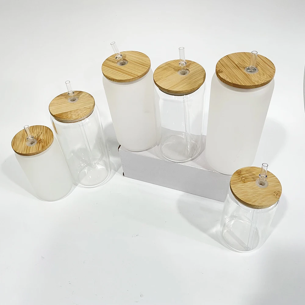 crystal clear 12oz 16oz 20oz Beer can glass cup transparent soda juice drinking glasses can for White Sublimation Transfer