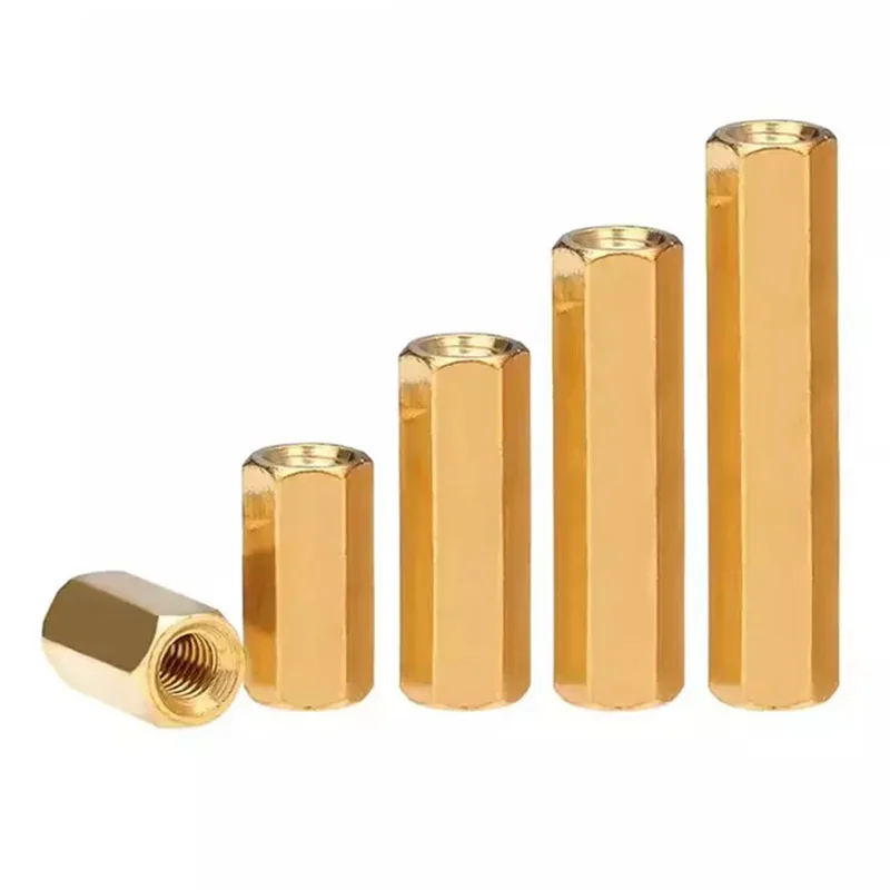 Double Pass BrassPillar Thread Hollow Hexagon Pillars Copper Stud Bolt and buts M2M2.5M3M4M5M6