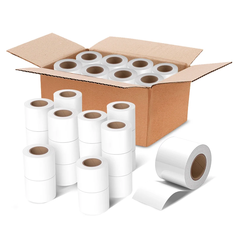 Liner Less Stickers FDA Food Contact Thermal Label  Roll Non Fluorescent agent Self Adhesive paper Roll