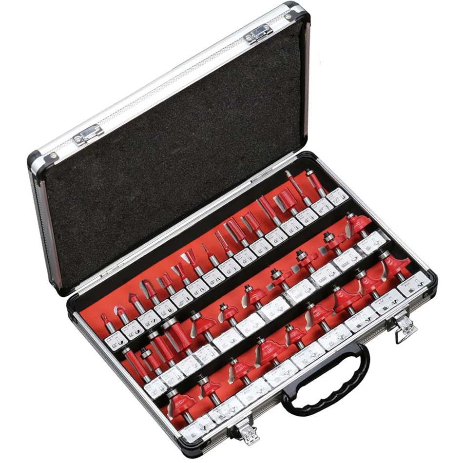  Alpha CNC Router Wood Cutting Bits 35Pcs 1/2' 1/4' 8mm Shank Tungsten Carbide Tip Bit Set For DIY wood
