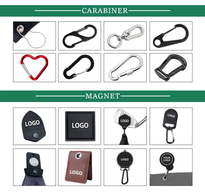 High Quality OEM Custom Golf Printing Towel Microfiber Waffle Golf Towel Magnet With Keychain