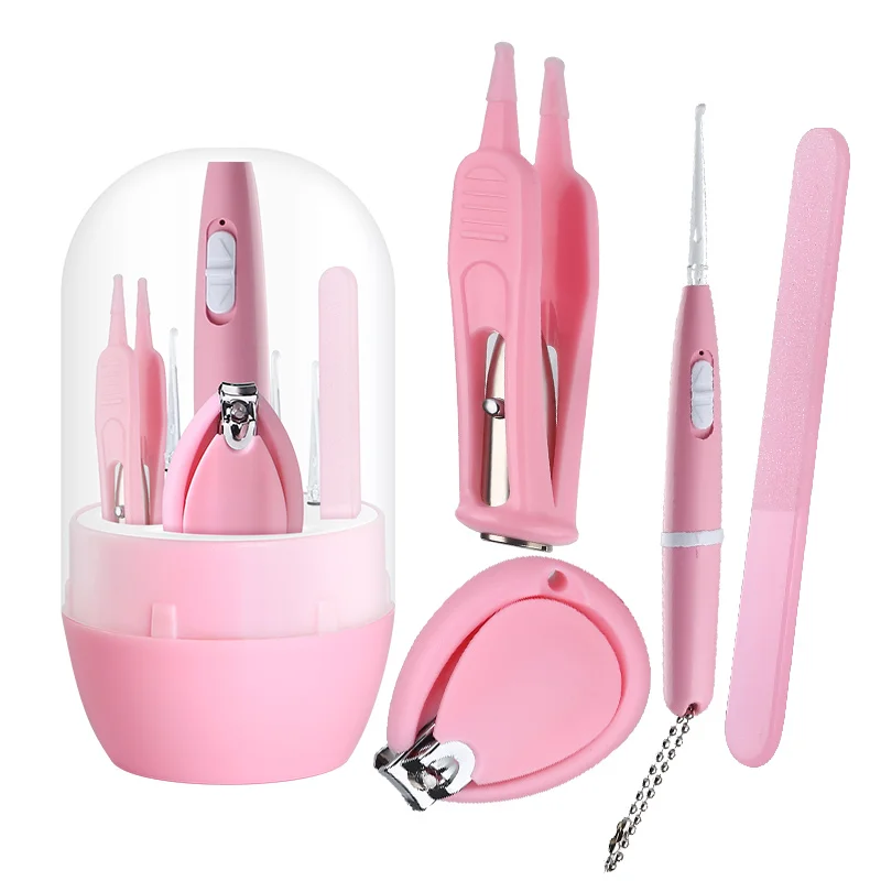 Newborn Baby Nail Care Sets Kids Scissors Luminous Ear Pick & Booger Clip Baby Nail Clipper Baby Nail Clipper (Battery)