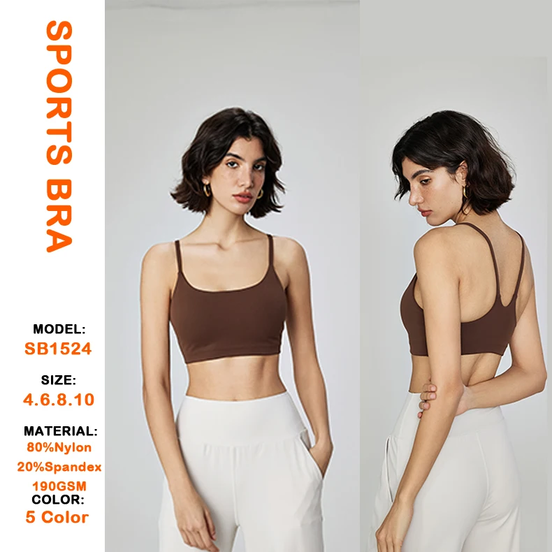 Wholesale Bulk High Impact U Neck Fitness Vest Comfortable Elastic Crop Tops with Removable Pads Teens Hot Sexy Sports Bra