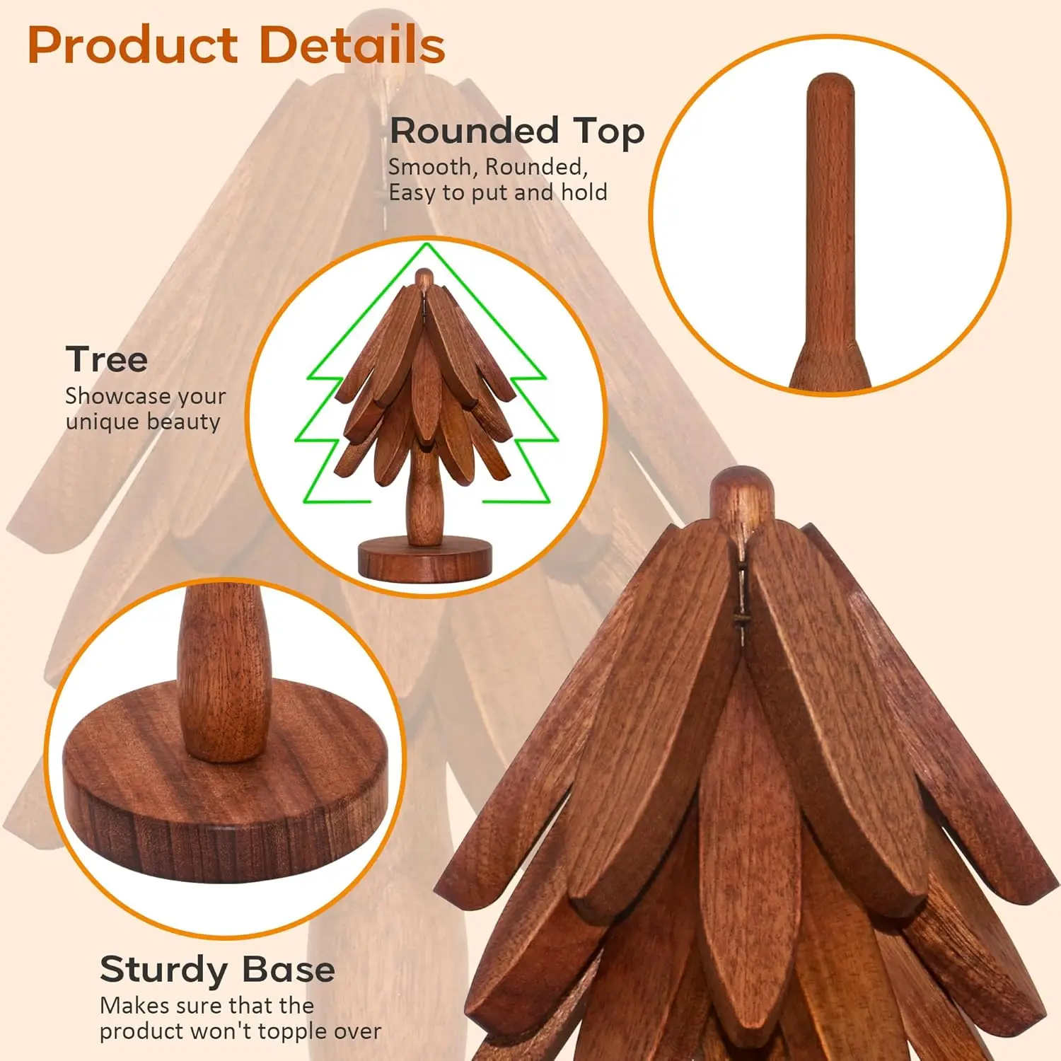 Manufacturer wooden trivets tree coasters Eco-Friendly Folding Coaster Tree Shaped Insulation wood cup Pad