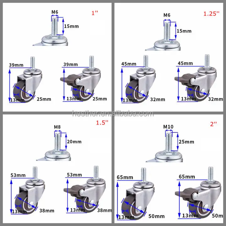 universal small ball bearing casters 1.5 inch furniture 40mm caster wheels
