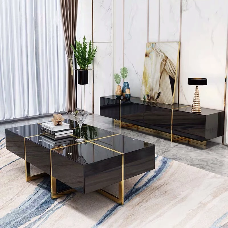 Luxury living room home furniture wooden coffee table with drawers