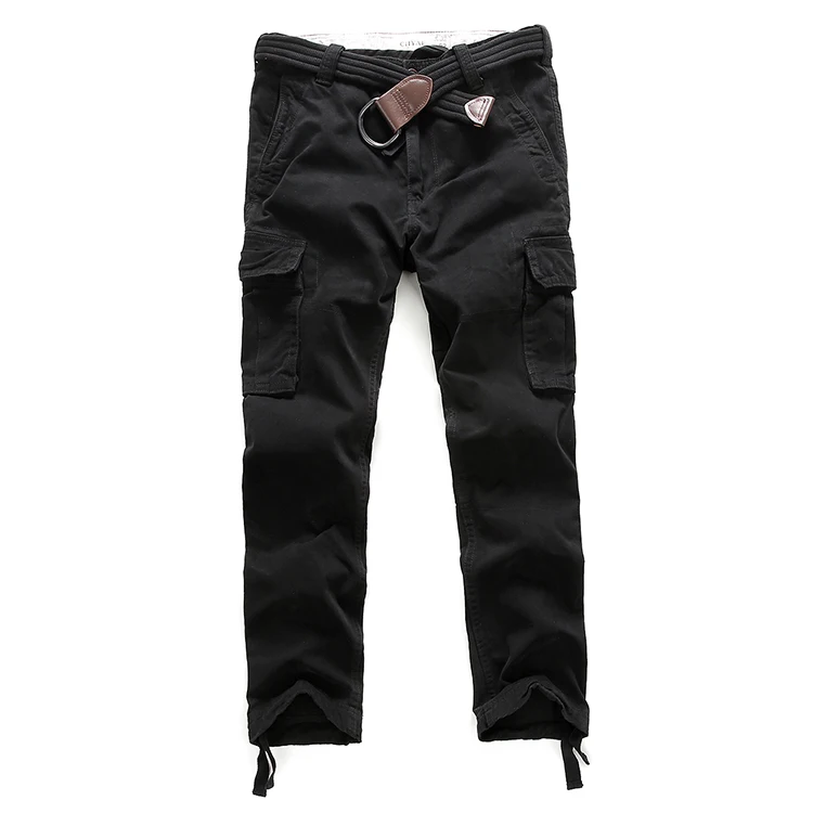 Men Cargo Pants Multi Pockets Camouflage Pure Cotton Casual Pants with Drawstring