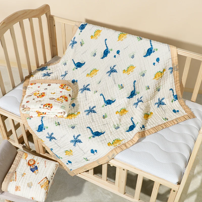 Newborns 6-Layer Pure Cotton Wide Edge Baby Bath Towel Soft Breathable Blanket Baby Sleeping Blanket Children quilts