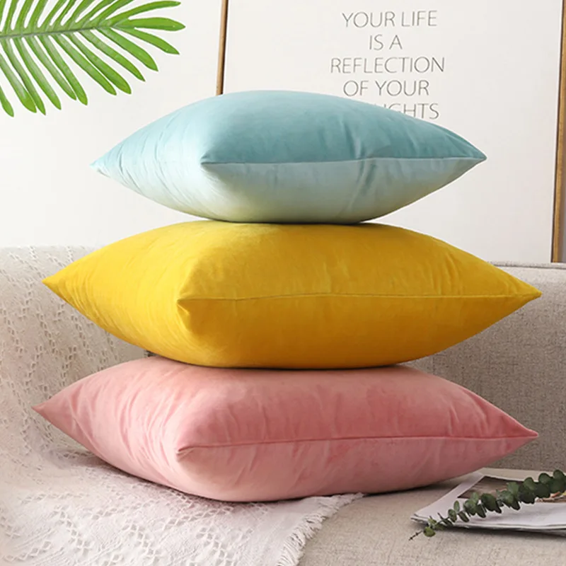 New Velvet Cushions Pillow Wholesale  Pure Color Velvet Cushion Cover for Sofa Home Decor Throw Pillow Cover 18 x 18 Inch