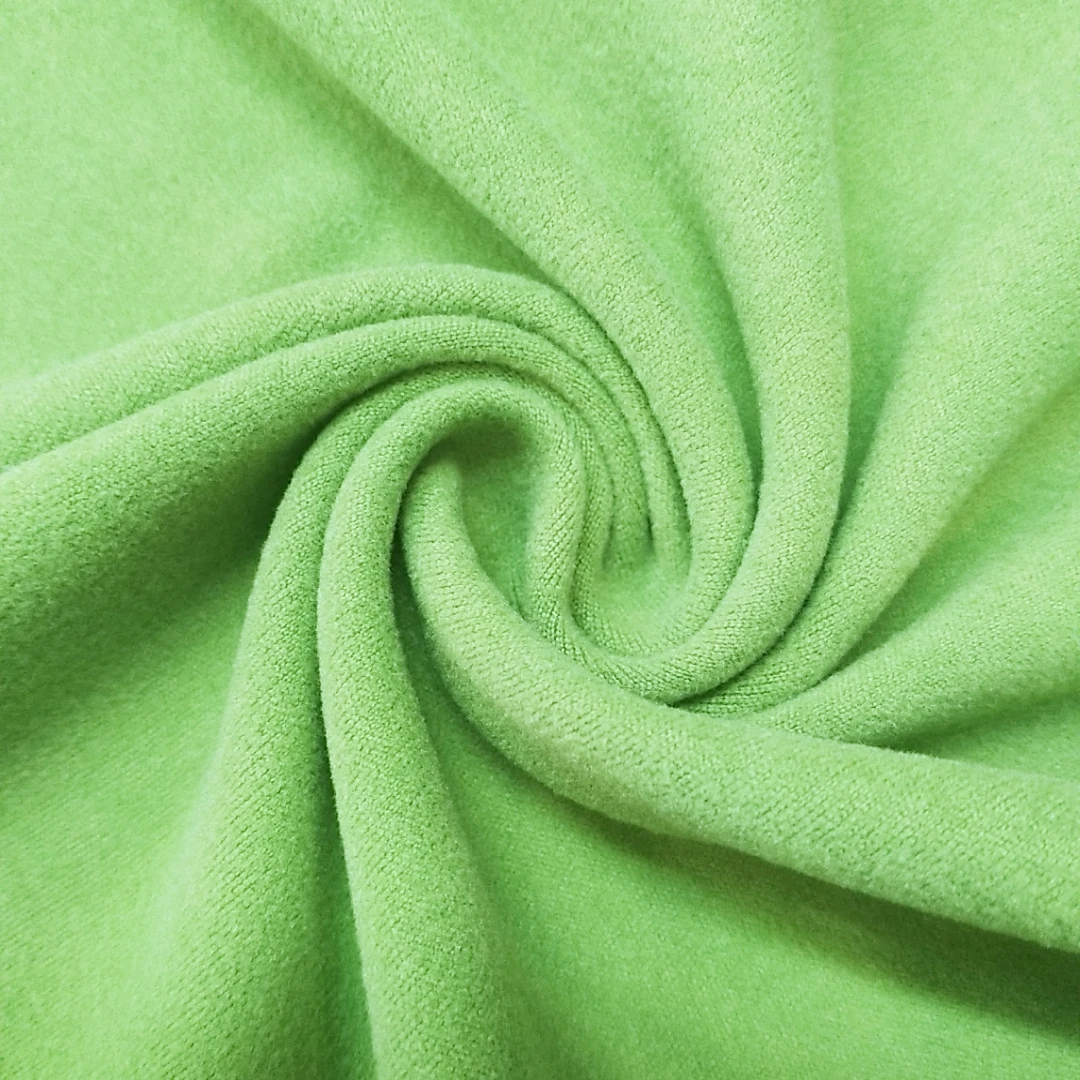 Low MOQ High Quality Custom Color Recycled Polyester Spandex Fleece Knit Brushed Fabric For Sweater