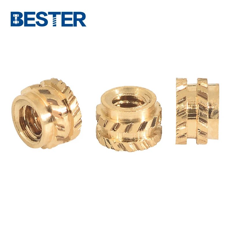Moulded in M3 Brass Pure Copper Metric Threaded Inserts Round Embedded Clamp Knurled Copper Nut