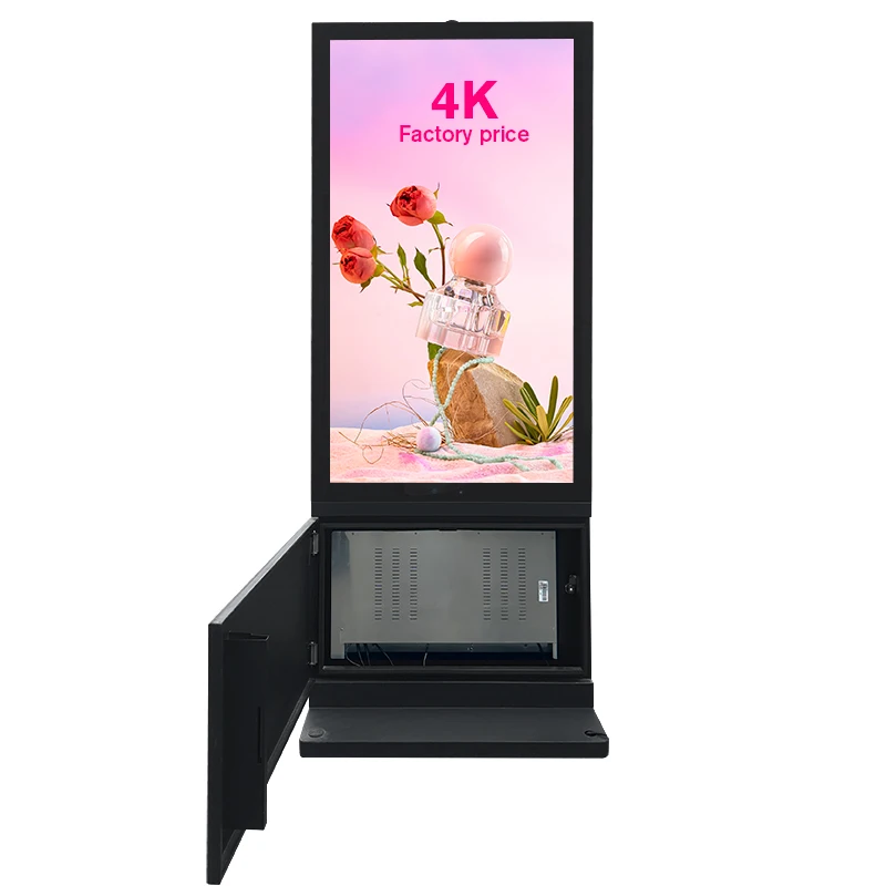 Wide Temperature Glass Player Display High Brightness Digital Signage Advertising Screen Waterproof Video Lcd Outdoor Totem