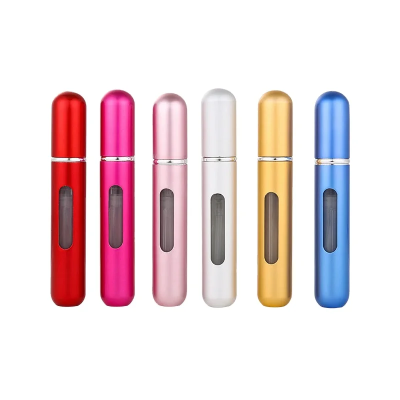 5ml Aluminum Cosmetic Tubes 8ml Perfume Refillable Cylindrical Glass Bottle Bottom Filling Round Head  Aluminium Cosmetic Bottle