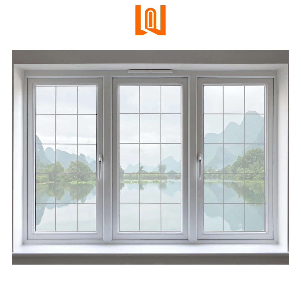 WANJIA Houses Exterior Window Grill Designs PVC Casement Windows Triple Pane Casement Windows