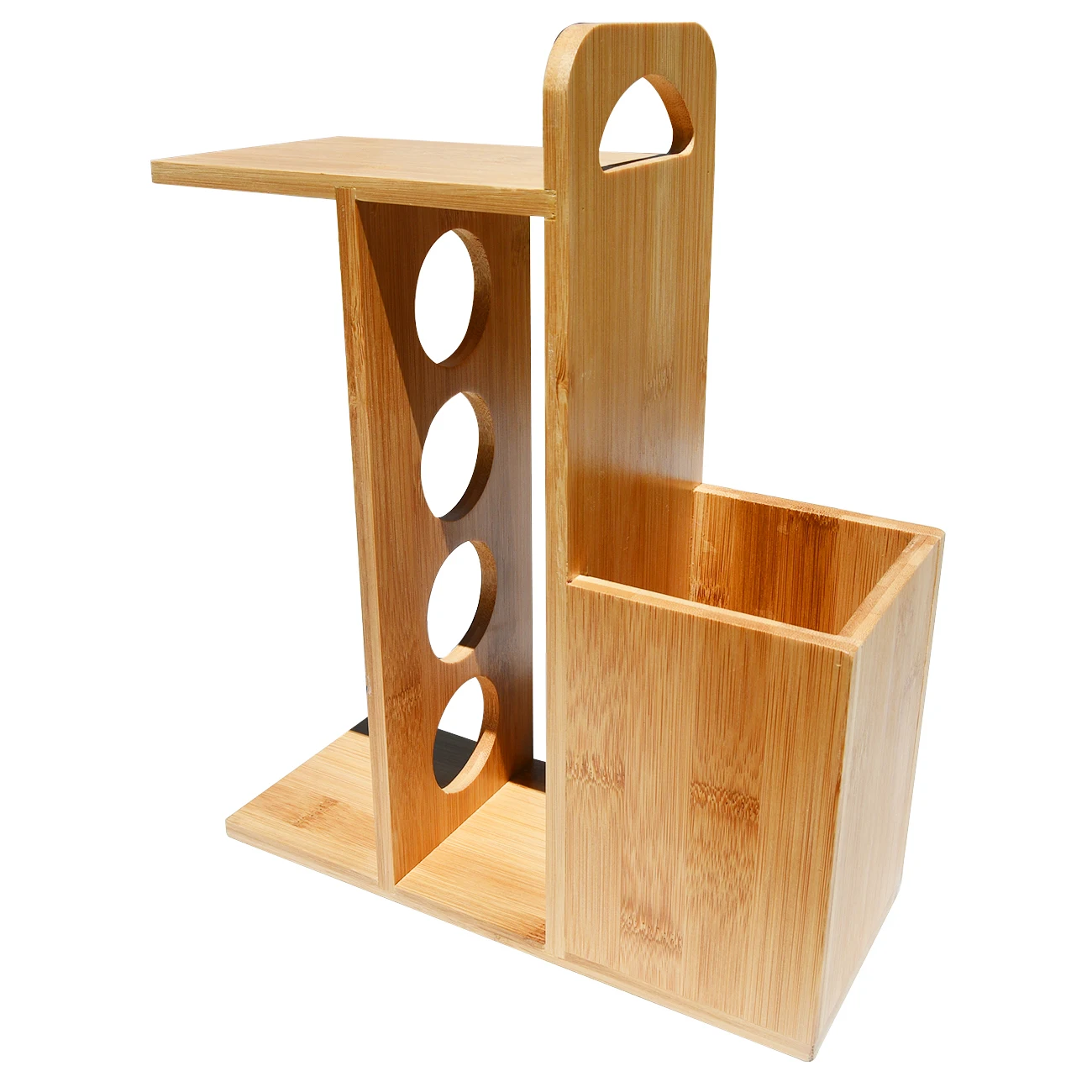 3 Tier Pull Out Revolving Magnetic Bamboo Spice Jar Bottle Organizer Rack With Utensil Holder Space Saving