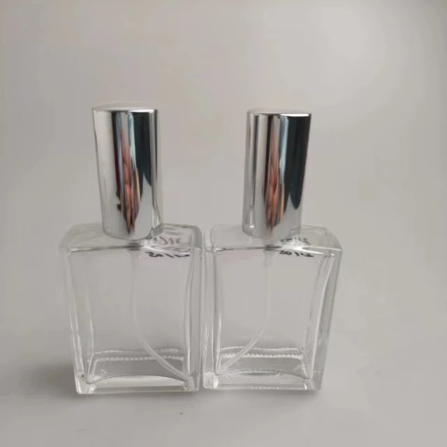 high quality square liquor glass refillable perfume spray bottle 50ml cosmetics