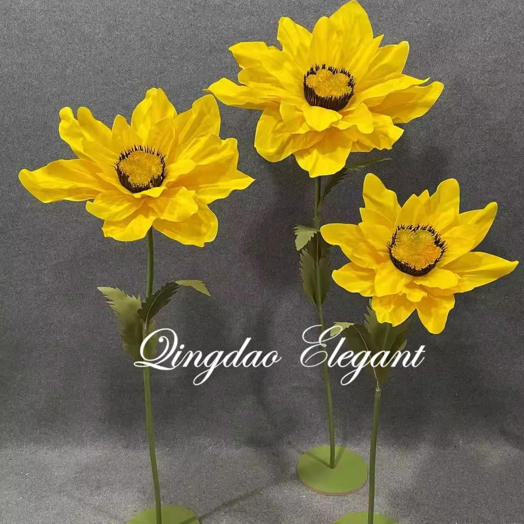 EG-V263 Wedding stage event prop decorations handmade giant outdoor sunflower paper flower with stem