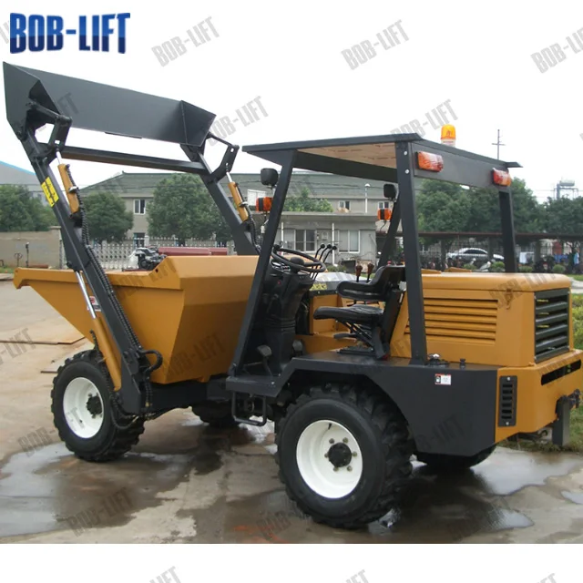 hot sale 3 ton mini dumper with self-loading equipment hydraulic tipping bucket front tip dumper 4*4 drive without cabin