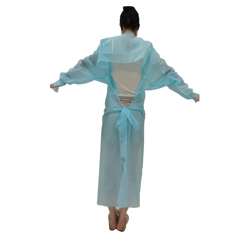 High quality ASTM F1671 Detection CPE gown Disposable Plastic laboratory isolation Gown AAMI level 2 Impervious Aprons