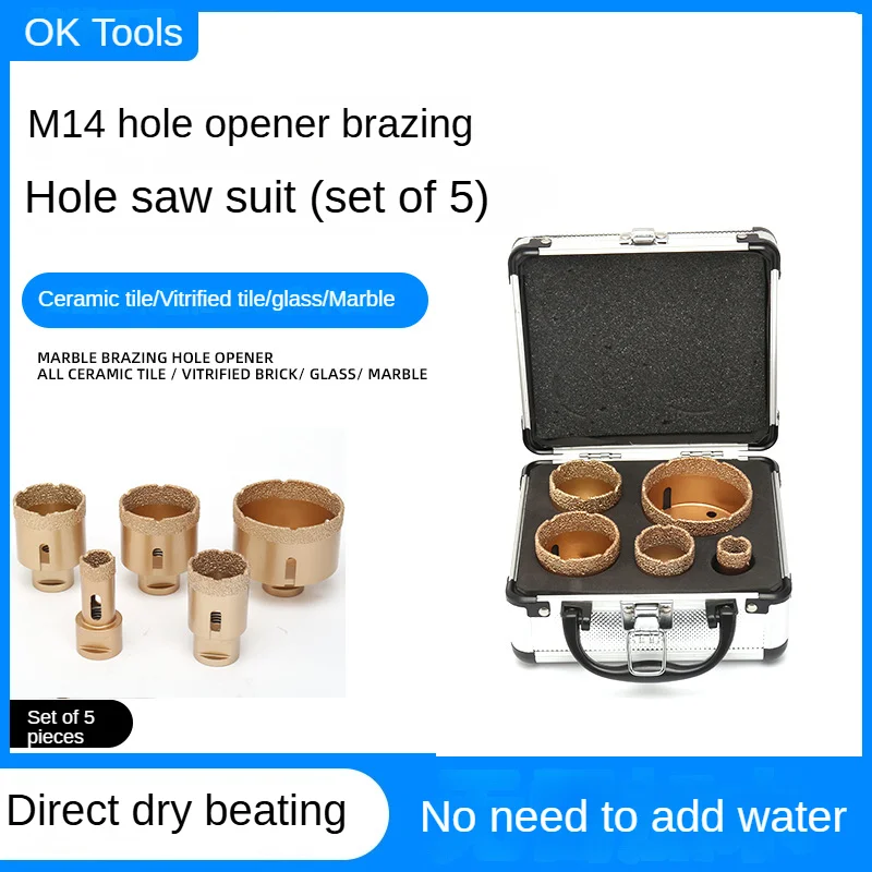 M14 threaded shank hole saw dry vacuum brazing diamond core drill bit angle grinder ceramic tile granite marble