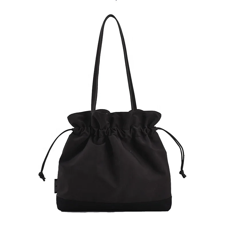 New style Fashion Soft Wrinkled Shoulder Bag Women Ins Handbag Crossbody Purses lazy nylon leather ladies Drawstring Bucket Bag