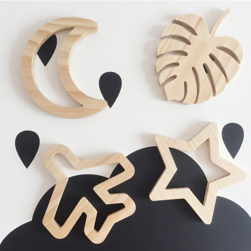 Ins деревянная Луна Звезда самолет Бабочка Наклейка перегородка из массива дерева сосна украшение детской