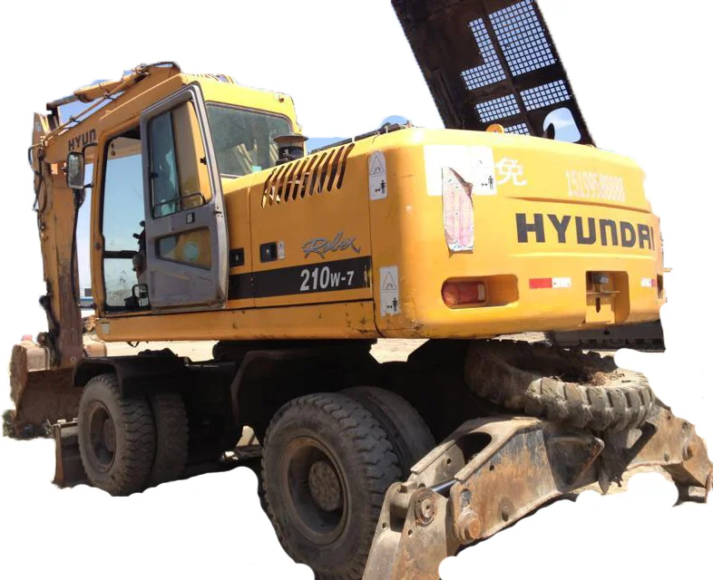 Used 21 tons cheap price used Wheel excavators R210W-7  China Hyundai excavator for sale good Original Digger