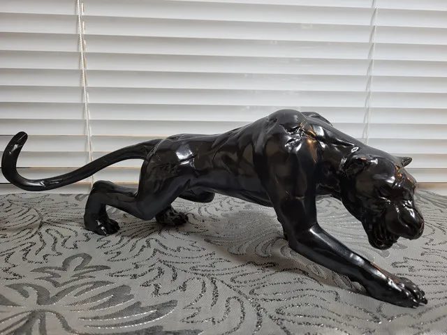 Copper black panther sculpture realistic style home decoration business gifts brass craft