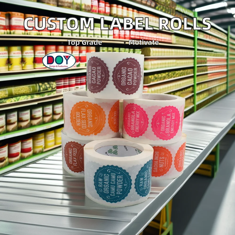 500 Stick/ roll Label Baking Seal Gift decorative self-adhesive flower printing logo multi-lift custom packaging sticker