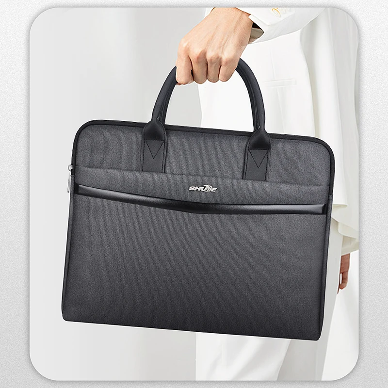 Large Capacity Water-Resistant Azabu Fabric Business Briefcase For Men Document Storage Office Travel Laptop Bag 15.6 Inches