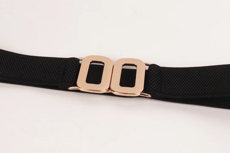 Popular Versatile Lady Black White Solid Color Elastic Small Belt Belt to Buckle Small Waist Seal