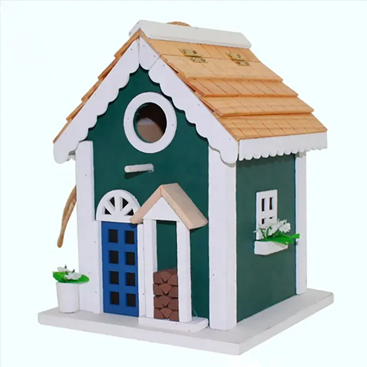 Petdom DIY Exquisite Wooden Hanging Bird House Bird Feeder