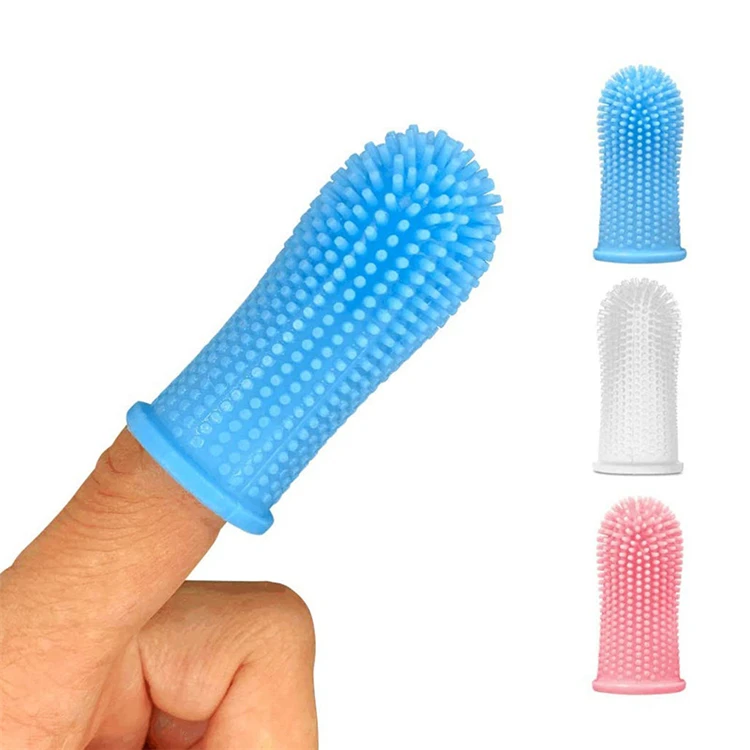 Factory wholesale pet brush tools pet finger toothbrush cat and dog dental clean care tool