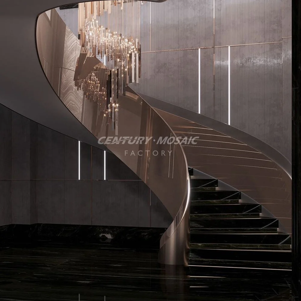 Centurymosaic Custom Modern Marble Staircase Designs Home Stair Natural Stone Round Spiral Staircase Indoor