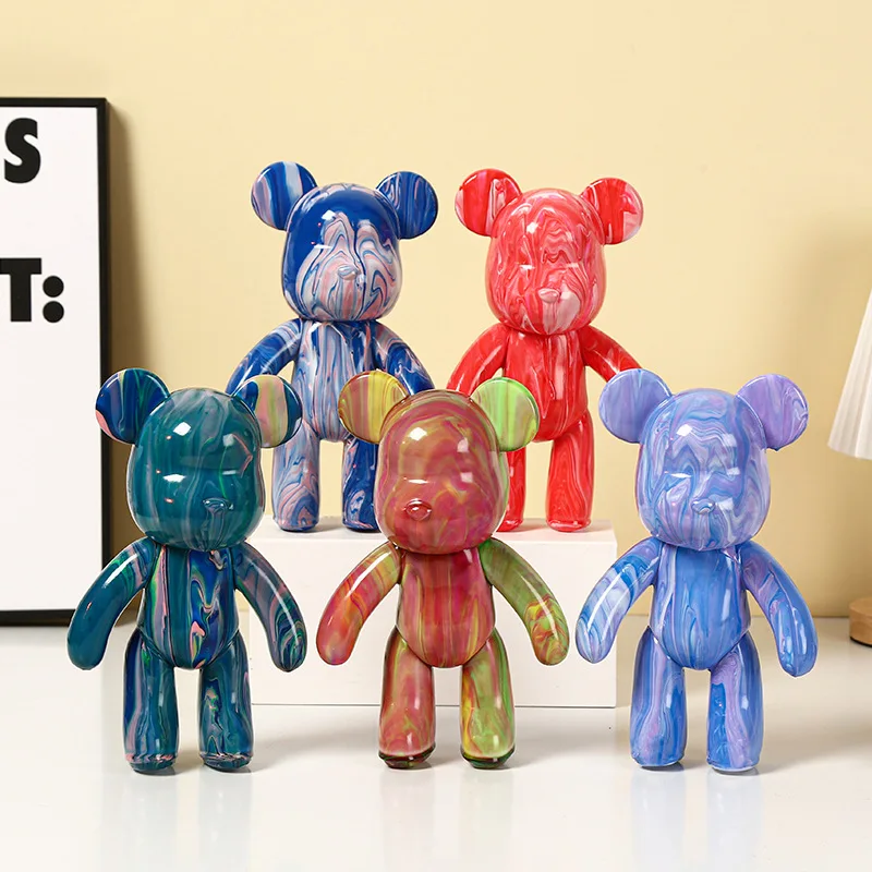 Yuwei Miniature Resin Charms Fluid Violent Bear White DIY Crafts Figurines With Painting