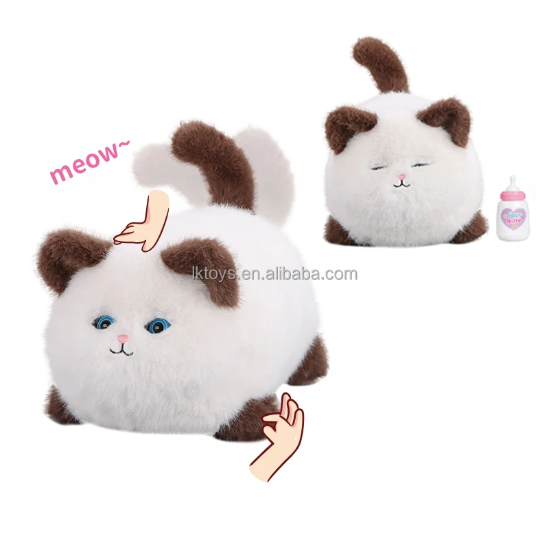Lucky Toys Plush Dog Plush Cat Touch Close Eyes Feeding Induction Talking Recording Stuff Toys Electronic Animal Toys Blink Cat