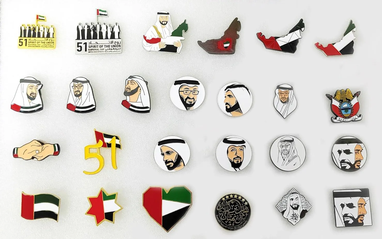 no minimum various metal magnetic UAE flag day chest pins pin badges for U.A.E. 52nd flag national day and flag day celebration